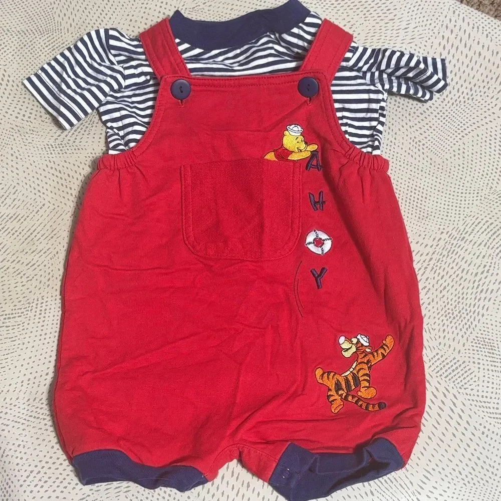 Disney Pooh baby 12 mos vintage y2k 2 piece set nautical tigger Pooh‎ ahoy
